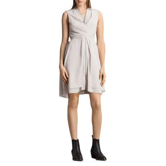 AllSaints Women's Pink Jayda Silk Dress SIZE S 480$ - Picture 6 of 7